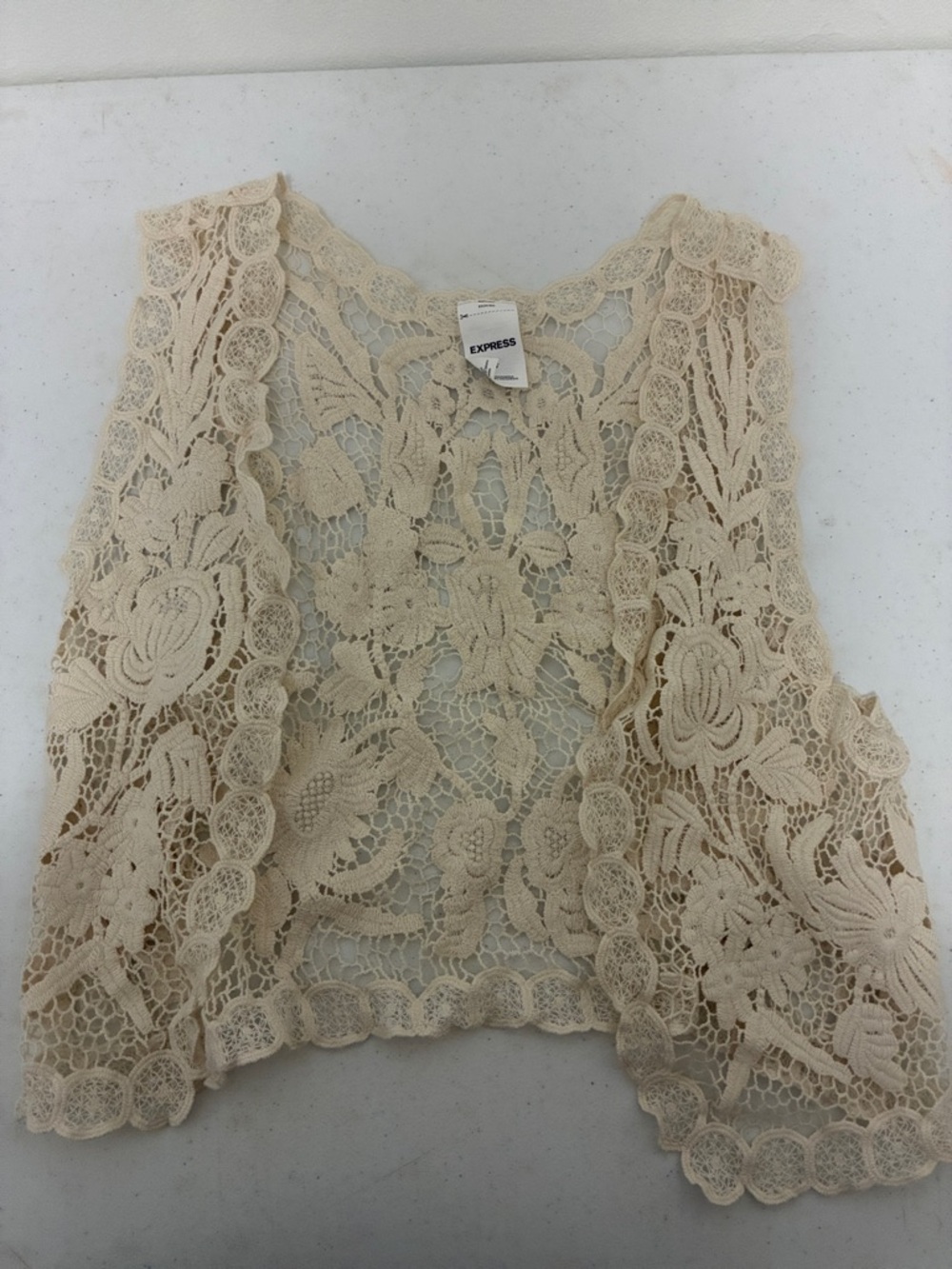Express Cream Lace Crochet  Vest